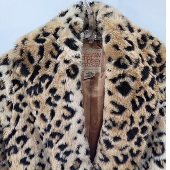 HP Billabong Vintage Faux Fur Animal Print Cheetah 3/4 Sleever Short Jacket - Picture 6 of 13